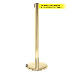 RollerPro 250 Xtra, Polished Brass, Barrier with 3" wide 11' ACCESO AUTORIZADO SOLAMENTE Belt
