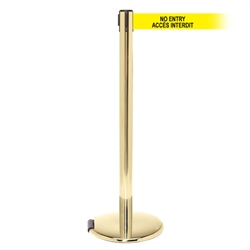 RollerPro 250 Xtra, Polished Brass, Barrier with 3" wide 11' ACCES INTERDIT Belt