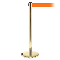 RollerPro 250 Xtra, Polished Brass, Barrier with 3" wide 11' Orange Belt