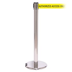 RollerPro 250 Xtra, Polished Chrome, Barrier with 3" wide 11' AUTHORIZED ACCESS ONLY Belt