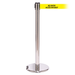 RollerPro 250 Xtra, Polished Stainless, Barrier with 3" wide 11' ACCES INTERDIT Belt
