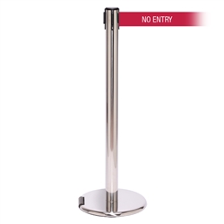 RollerPro 250 Xtra, Polished Stainless, Barrier with 3" wide 11' NO ENTRY Belt