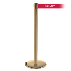 RollerPro 250 Xtra, Satin Brass, Barrier with 3" wide 11' NO ENTRY Belt