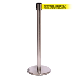 RollerPro 250 Xtra, Satin Chrome, Barrier with 3" wide 11' ACCESO AUTORIZADO SOLAMENTE Belt