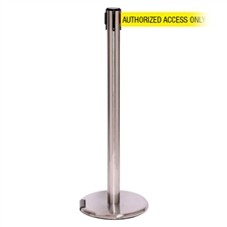 RollerPro 250 Xtra, Satin Chrome, Barrier with 3" wide 11' AUTHORIZED ACCESS ONLY Belt