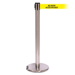 RollerPro 250 Xtra, Satin Stainless, Barrier with 3" wide 11' ACCES INTERDIT Belt