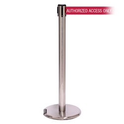 RollerPro 250 Xtra, Satin Stainless, Barrier with 3" wide 11' AUTHORIZED ACCESS ONLY - RED Belt