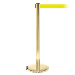 RollerPro 300, Polished Brass, Barrier with 16' Fluorescent Yellow Belt