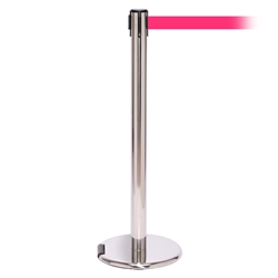 RollerPro 300, Polished Stainless, Barrier with 16' Fluorescent Pink Belt