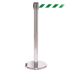 RollerPro 300, Polished Stainless, Barrier with 16' Green/White Diagonal Belt
