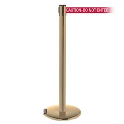 RollerPro 300, Satin Brass, Barrier with 16' CAUTION-DO NOT ENTER - RED Belt