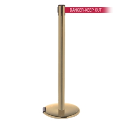 RollerPro 300, Satin Brass, Barrier with 16' DANGER-KEEP OUT - RED Belt