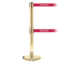 RollerPro 300 Twin, Polished Brass, Barrier with double 16' NO ENTRY Belt
