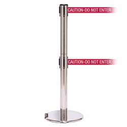 RollerPro 300 Twin, Polished Chrome, Barrier with double 16' CAUTION-DO NOT ENTER - RED Belt