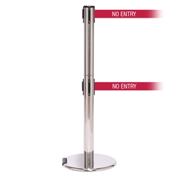 RollerPro 300 Twin, Polished Chrome, Barrier with double 16' NO ENTRY Belt