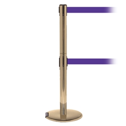 RollerPro 300 Twin, Satin Brass, Barrier with double 16' Purple Belt