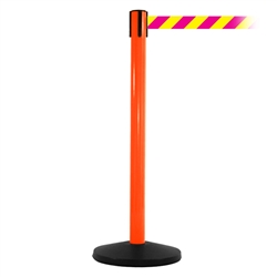 SafetyMaster 450, Orange, Barrier with 11' Magenta/Yellow Diagonal Belt