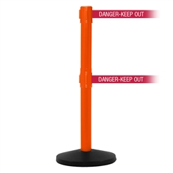 SafetyMaster 450 Twin, Orange, Barrier with double 11' DANGER-KEEP OUT - RED Belt