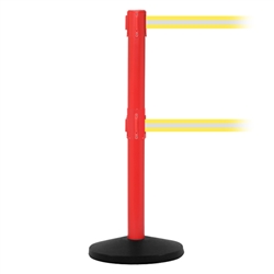 SafetyMaster 450 Twin, Red, Barrier with double 11' Yellow/Reflective Stripe Belt