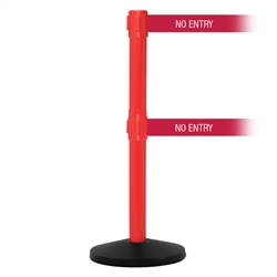 SafetyMaster 450 Twin Xtra, Red, Barrier with 3" wide 11' NO ENTRY Belt