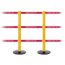 SafetyPro 250 Triple, Yellow, Barrier with triple 11' DANGER-KEEP OUT - RED Belt