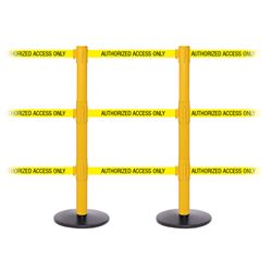 SafetyPro 250 Triple, Yellow, Barrier with triple 11' AUTHORIZED ACCESS ONLY Belt