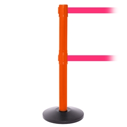 SafetyPro 250 Twin, Orange, Barrier with double 11' Fluorescent Pink Belt
