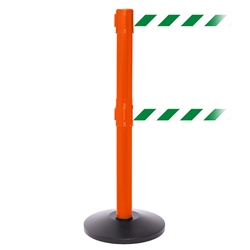 SafetyPro 250 Twin, Orange, Barrier with double 11' Green/White Diagonal Belt