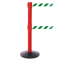 SafetyPro 250 Twin, Red, Barrier with double 11' Green/White Diagonal Belt