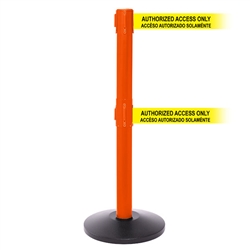 SafetyPro 250 Twin Xtra, Orange, Barrier with double 3" wide 11' ACCESO AUTORIZADO SOLAMENTE Belt