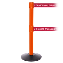 SafetyPro 250 Twin Xtra, Orange, Barrier with double 3" wide 11' AUTHORIZED ACCESS ONLY - RED Belt