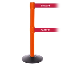 SafetyPro 250 Twin Xtra, Orange, Barrier with double 3" wide 11' NO ENTRY Belt