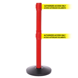 SafetyPro 250 Twin Xtra, Red, Barrier with double 3" wide 11' ACCESO AUTORIZADO SOLAMENTE Belt
