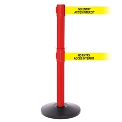 SafetyPro 250 Twin Xtra, Red, Barrier with double 3" wide 11' ACCES INTERDIT Belt