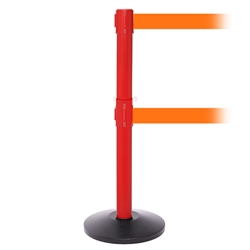 SafetyPro 250 Twin Xtra, Red, Barrier with double 3" wide 11' Orange Belt