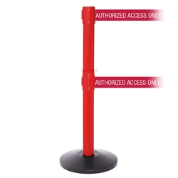 SafetyPro 250 Twin Xtra, Red, Barrier with double 3" wide 11' AUTHORIZED ACCESS ONLY - RED Belt