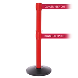 SafetyPro 250 Twin Xtra, Red, Barrier with double 3" wide 11' DANGER-KEEP OUT - RED Belt