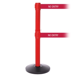SafetyPro 250 Twin Xtra, Red, Barrier with double 3" wide 11' NO ENTRY Belt