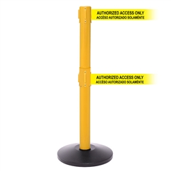 SafetyPro 250 Twin Xtra, Yellow, Barrier with double 3" wide 11' ACCESO AUTORIZADO SOLAMENTE Belt