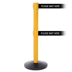 SafetyPro 250 Twin Xtra, Yellow, Barrier with double 3" wide 11' PLEASE WAIT HERE Belt