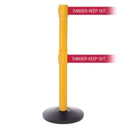 SafetyPro 250 Twin Xtra, Yellow, Barrier with double 3" wide 11' DANGER-KEEP OUT - RED Belt