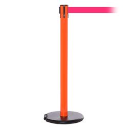 RollerSafety 250, Orange, Barrier with 11' Fluorescent Pink Belt