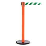 RollerSafety 250, Orange, Barrier with 11' Green/White Diagonal Belt