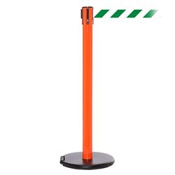 RollerSafety 250, Orange, Barrier with 11' Green/White Diagonal Belt