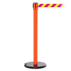 RollerSafety 250, Orange, Barrier with 11' Magenta/Yellow Diagonal Belt