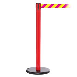 RollerSafety 250, Red, Barrier with 11' Magenta/Yellow Diagonal Belt