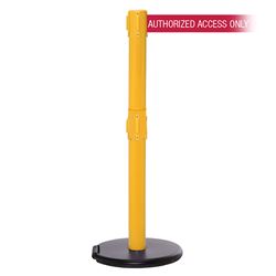 RollerSafety 250 Xtra, Yellow, Barrier with 3" wide 11' AUTHORIZED ACCESS ONLY - RED Belt