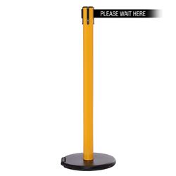 RollerSafety 250, Yellow, Barrier with 11' PLEASE WAIT HERE Belt