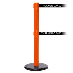 RollerSafety 250 Twin, Orange, Barrier with double 11' THIS LINE IS CLOSED Belt