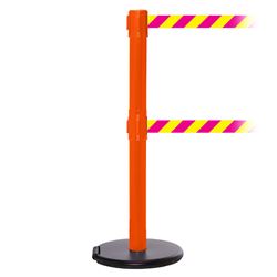 RollerSafety 250 Twin, Orange, Barrier with double 11' Magenta/Yellow Diagonal Belt